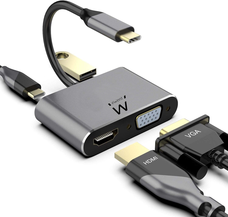 USB-C a Dock 4 in 1, HDMI 4K, VGA, USB 3.0 PD